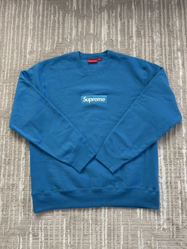 Col rond logo Supreme Box FW18 bleu royal vif 100% authentique taille XL
