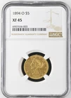 1894-O $5 Liberty Head Gold Coin NGC XF 45 – Rare Collectible