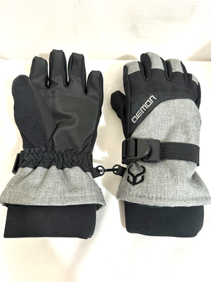 #ad Demon Brand Youth Medium Black amp; Gray Winter Snow Gloves with Heat Pockets $11.99