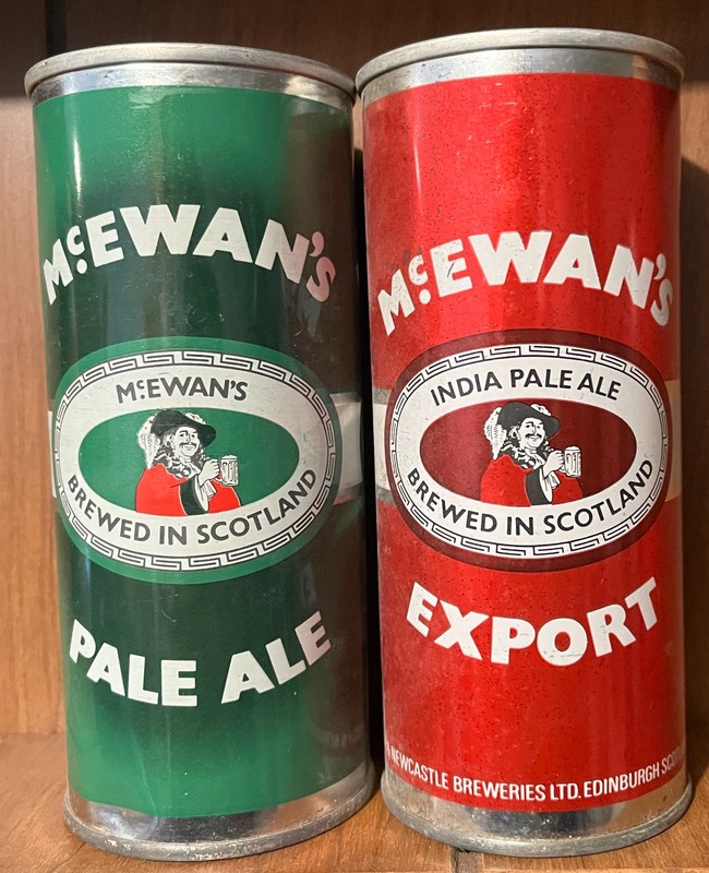 (2)Empty 15.5oz McEwan’s India Pale Ale & Export Cans by Scottish & Newcastle