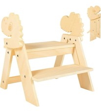 Wooden Toddler Step Stool, 2-Step Foldable Stool for Kids with Non-Slip Surface