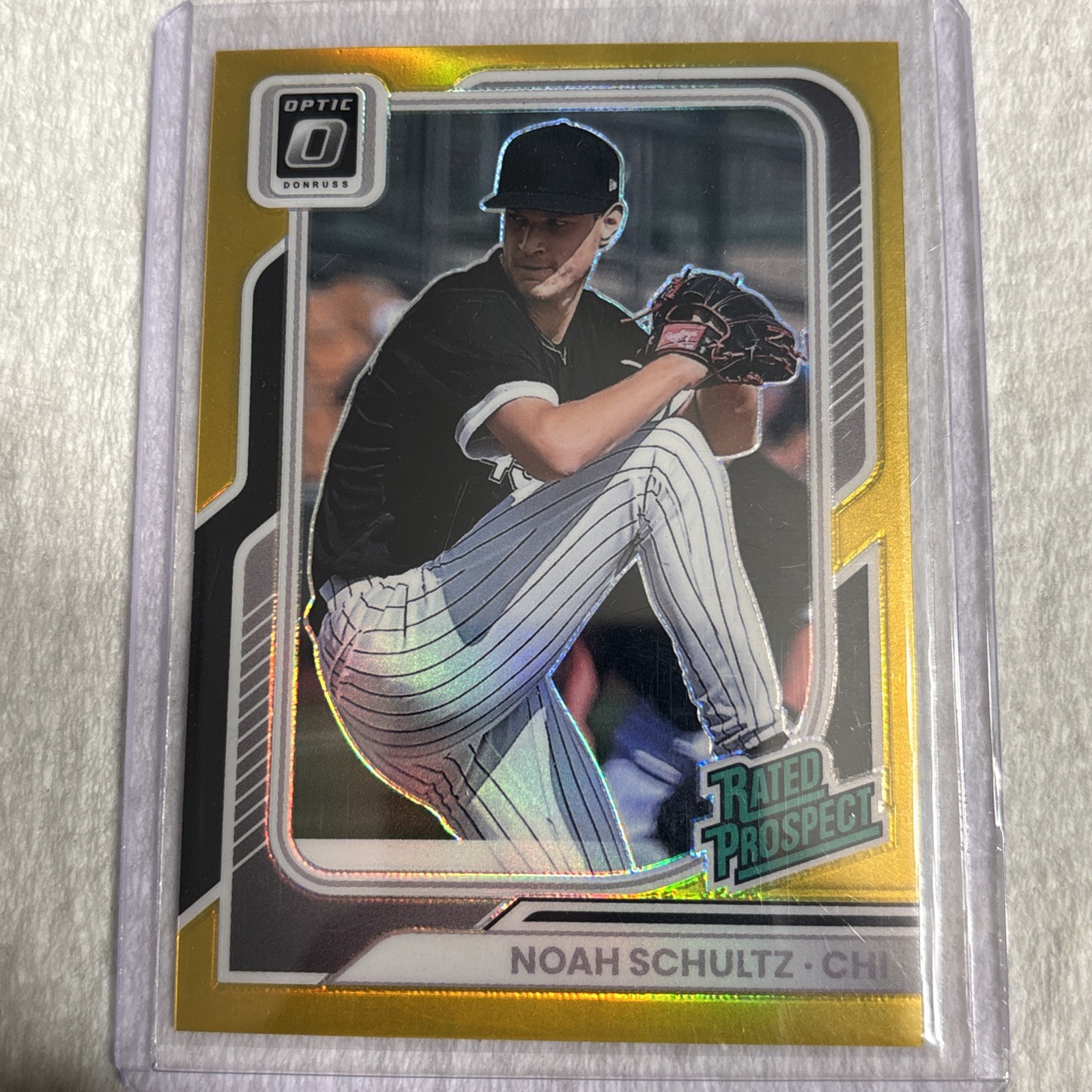 2026 Donruss Noah Schultz Rated Prospect Optic Holo Gold Prizm 3/10 #183