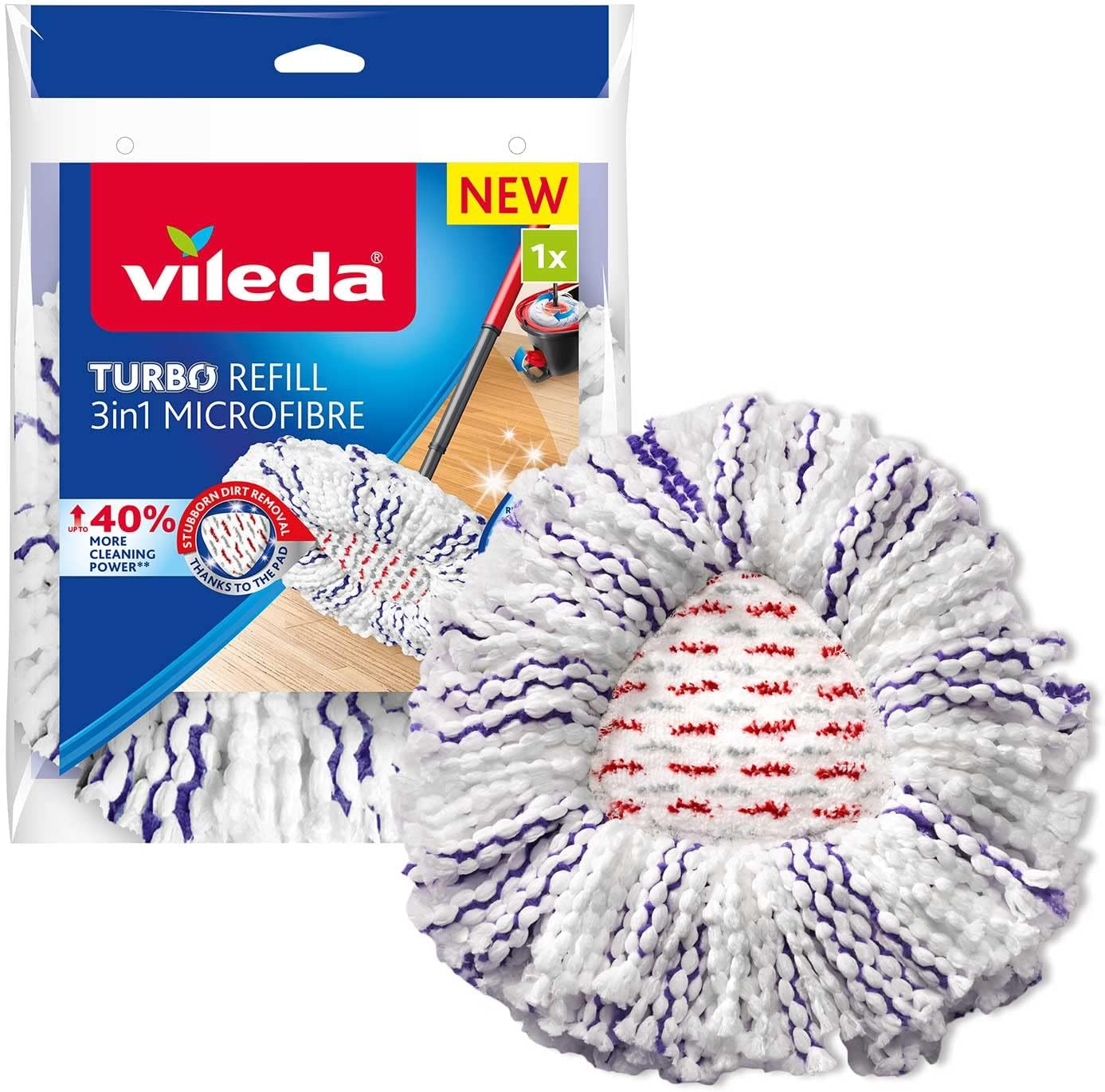 Vileda Turbo 3In1 Mop Refill | Pack of 1| Suitable for All  Spin Mop Systems | +