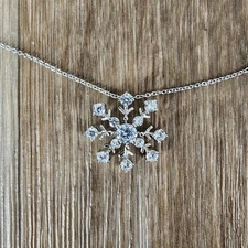 JCM 925 Sterling Silver Snowflake Pendant 18" Necklace Cubic Zirconia