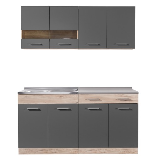 Küchenzeile ohne Geräte Küche Einbauküche Küchenblock Modern Grau Homestyle4u - Bild 4 von 10