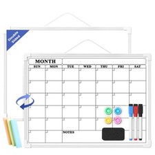 Monthly Whiteboard Calendar for Wall, Small 16" x 12" Dry Erase Board with Pl...