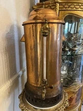 Vtg 1900s Large Commercial Copper & Glass Tube Coffee Tea Urn Drink Dispenser