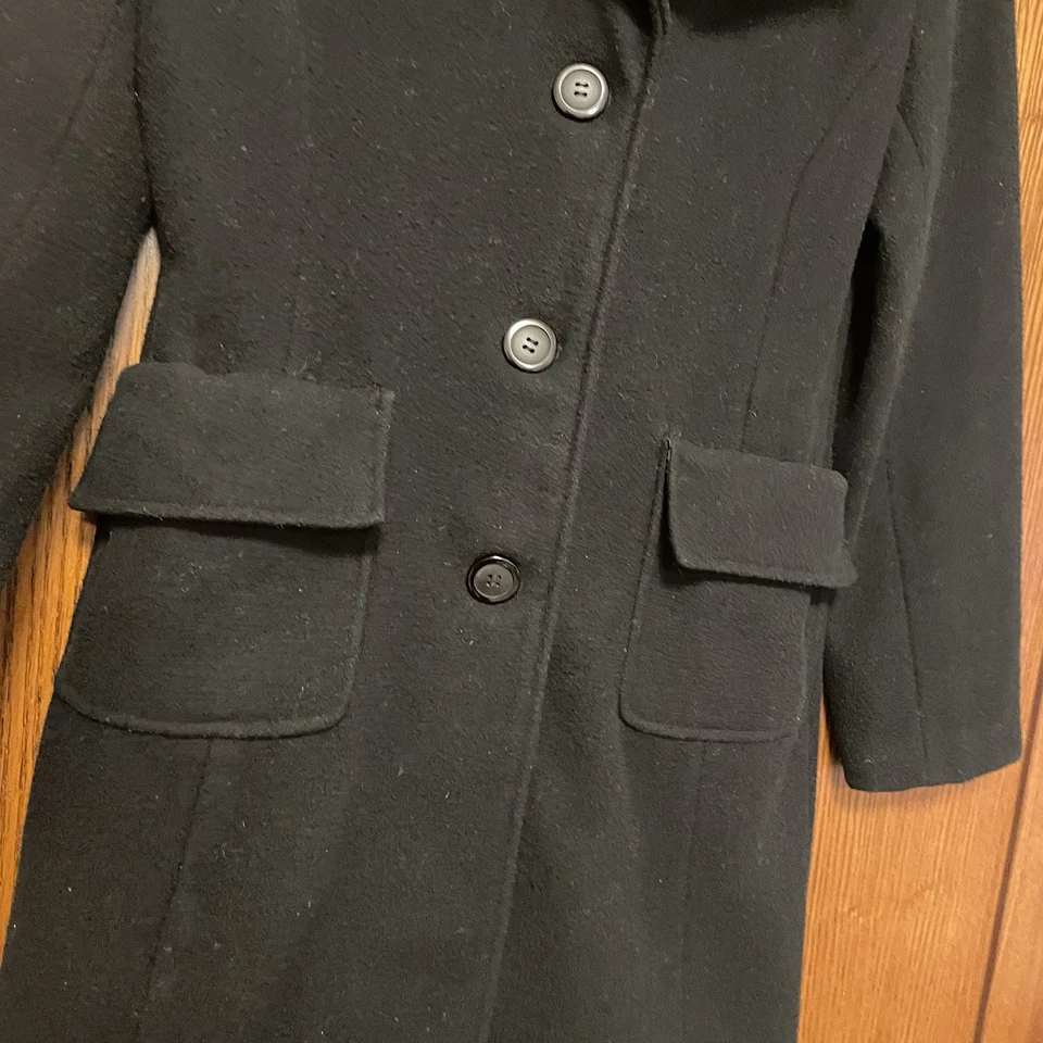 Abrigo Body Central para mujer negro mezcla de lana longitud media talla pequeña SKU 085 Foto 3 de 4
