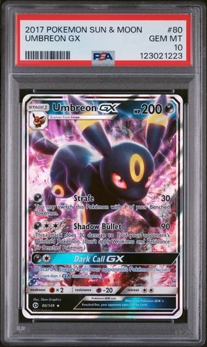 2017 POKEMON SUN & MOON #80 UMBREON GX PSA 10