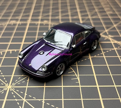 Zincit 1:64 Purple 911 964 Singer Coupe Sports Model Diecast Metal Car 