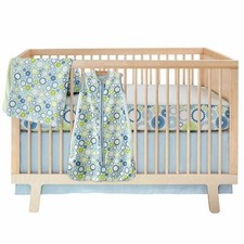New Skip Hop 4 Piece Bumper Free Crib Baby Nursery Bedding Set Moving Gears Blue