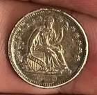 1850 Seated Liberty Half Dime , toned AU , scarce
