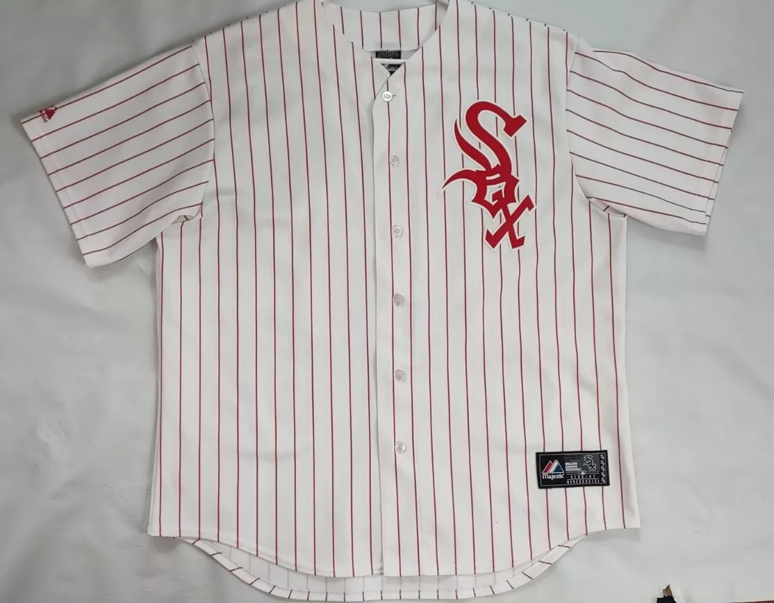 VINTAGE MAJESTIC CHICAGO WHITE SOX #14 KONERKO WHITE WITH RED PINSTRIPE  JERSEY