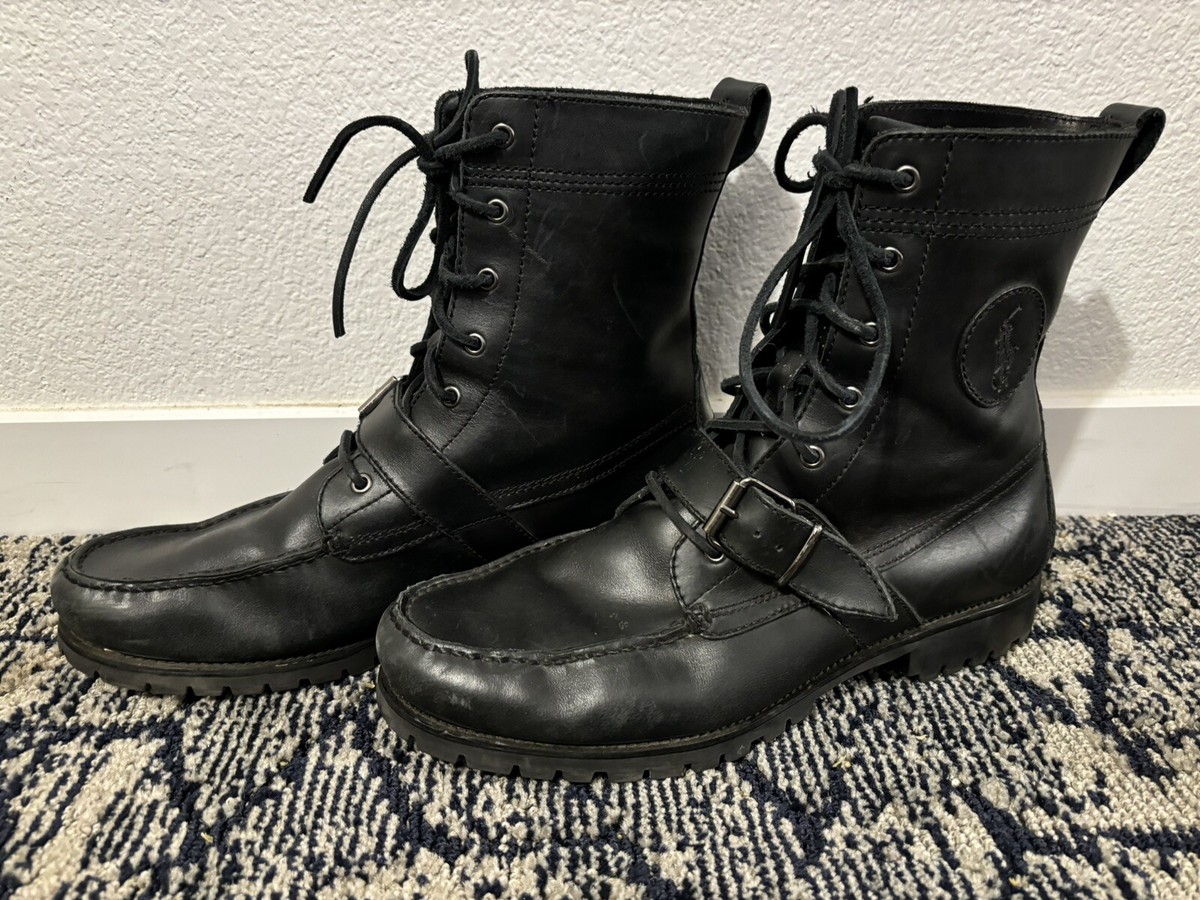 Polo by Ralph Lauren Men's 9-Inch Black Leather Boots Sz 12D | eBay