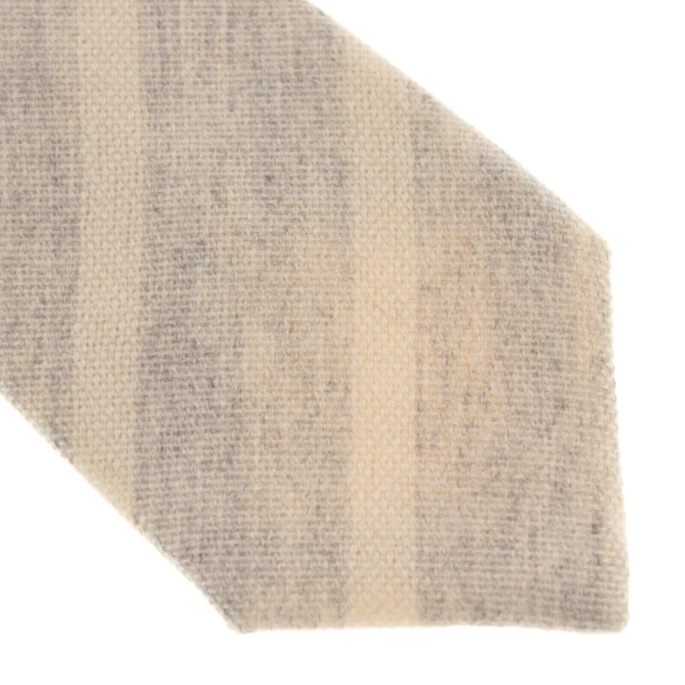 Corbata E. Marinella 100 % cachemir nueva sin etiquetas en rayas crema/gris claro Foto 2 de 4