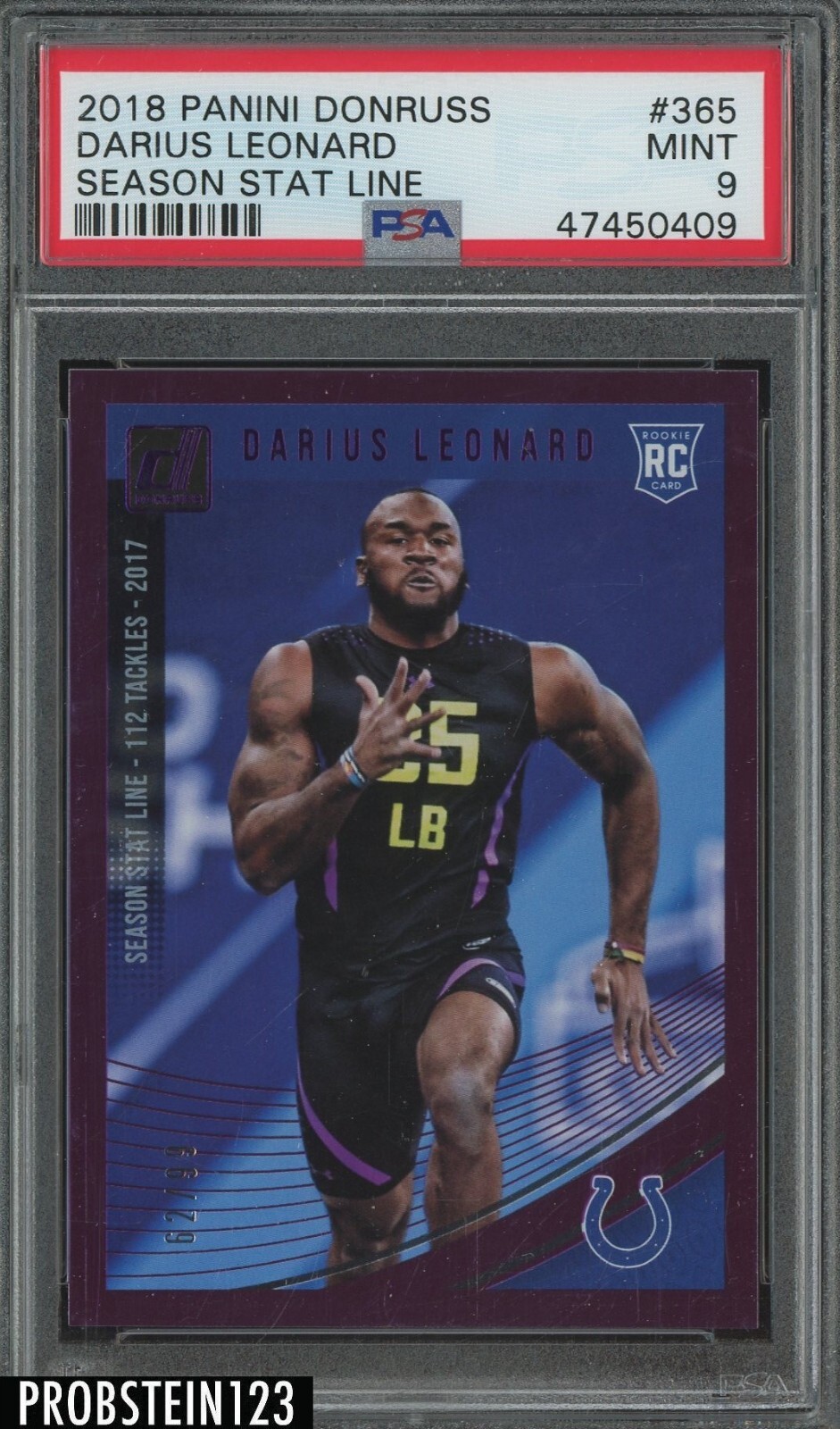 Darius Leonard Panini Donruss #365 Season Stat Line