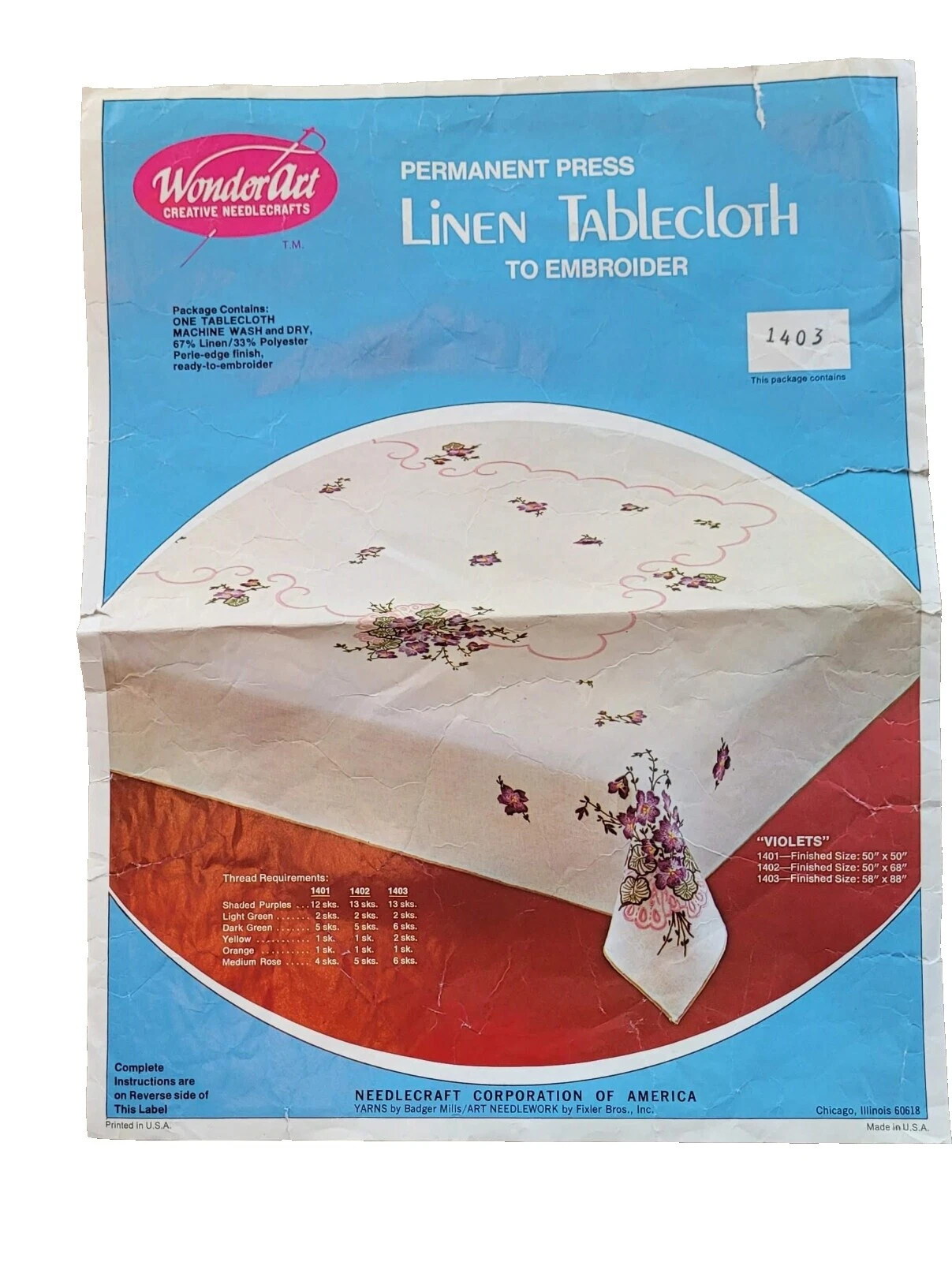 Table Linen/Runner Hand Embroidery Stamped Linens