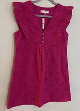 Ann Taylor LOFT Pink Dress Eyelet V-neck Flutter Sleeve Casual Size XS NWT