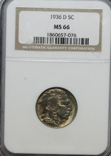 1936d Buffalo Nickel    NGC MS66