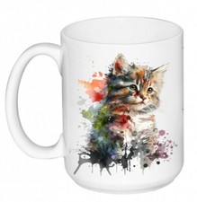 TAZZA LATTE MUG GATTO CUCCIOLO + SCATOLA IN CERAMICA IDEA REGALO UOMO DONNA 35ML