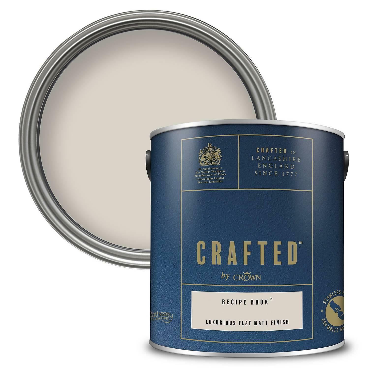 Crown CRAFTED Recipe Book Matt Emulsion Beige Paint 2.5L | Pale Taupe velvety flat matt finish for interior walls, ceilings & wood. Soft to touch, hides imperfections, low VOC - Image 2