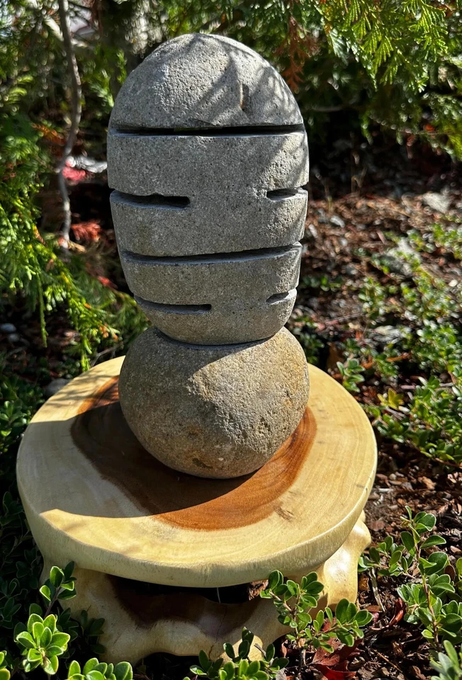 LINTERNA DE PIEDRA DE RÍO, linterna de jardín de piedra de río, linterna de huevo de piedra, japonesa Foto 4 de 4