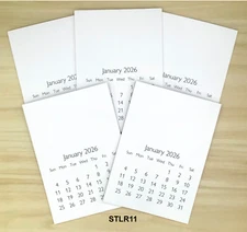2026 Blank Mini Calendar 3.5" x 5" (R LOT of 5) DECORATE, STAMP, DIY, SCRAPBOOK
