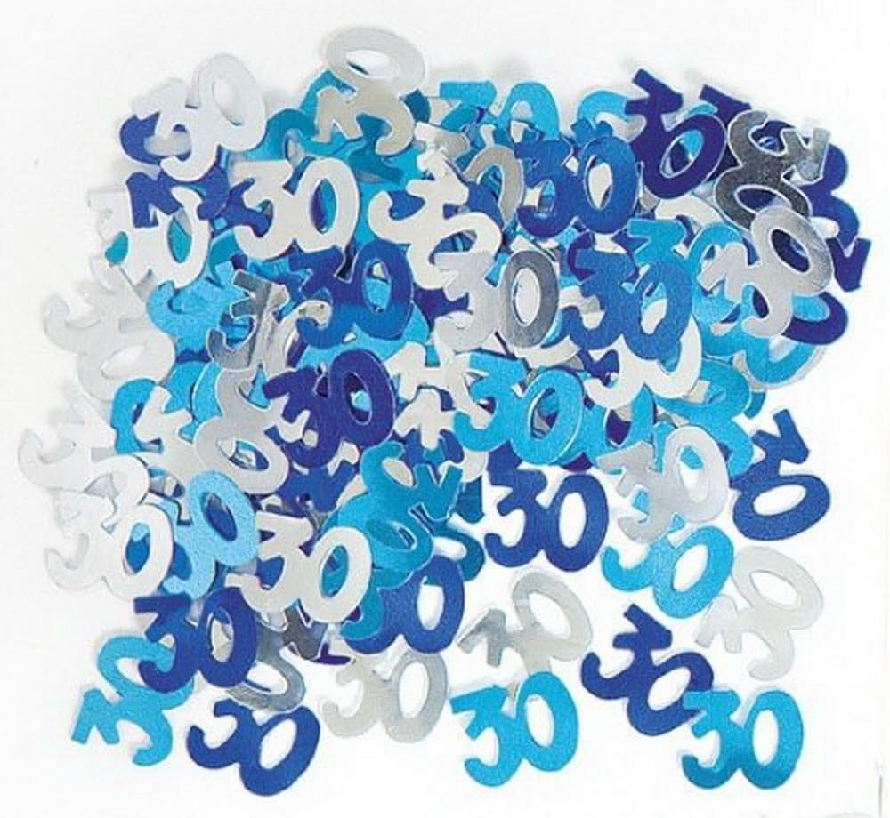 14G Blue & Silver 30Th Birthday Confetti Foil Metallic Glitz Table Sca