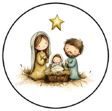 ADORABLE NATIVITY CHRISTMAS RELIGIOUS ENVELOPE SEALS LABELS STICKERS PARTY FAVOR