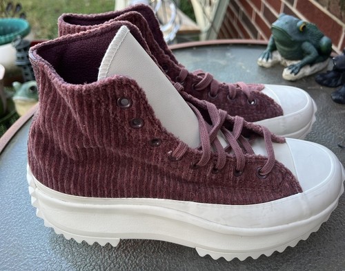 Converse Women’s Run Star Hike Maroon Corduroy Platform Sneaker Shoes Size 11 - Picture 3 of 6