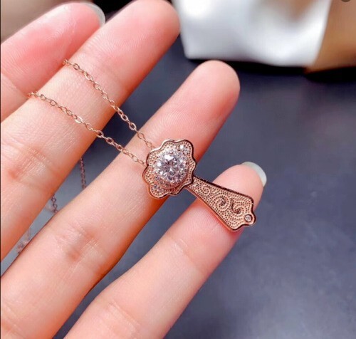 2 Ct Round Cut Simulated Diamond Women's Solitaire Pendant 14K Rose Gold Plated - Bild 3 von 4