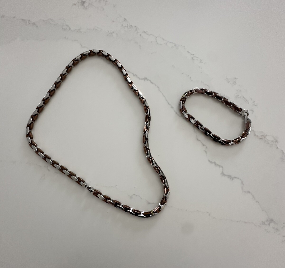 Shaquille O'Neal Zales 2 Toned Chain Necklace And Bracelet Set