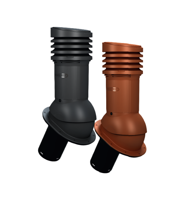 Gedämmter Entlüfterkamin DN125 Für Koramic L15 - Anthrazit, 447mm Hoch - Dach Entlüftungssystem