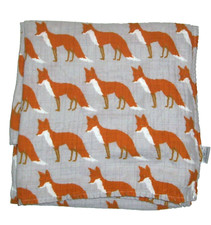 Milkbarn 47x47" One Ply Orange Fox Muslin Baby Blanket Swaddle Security Lovey
