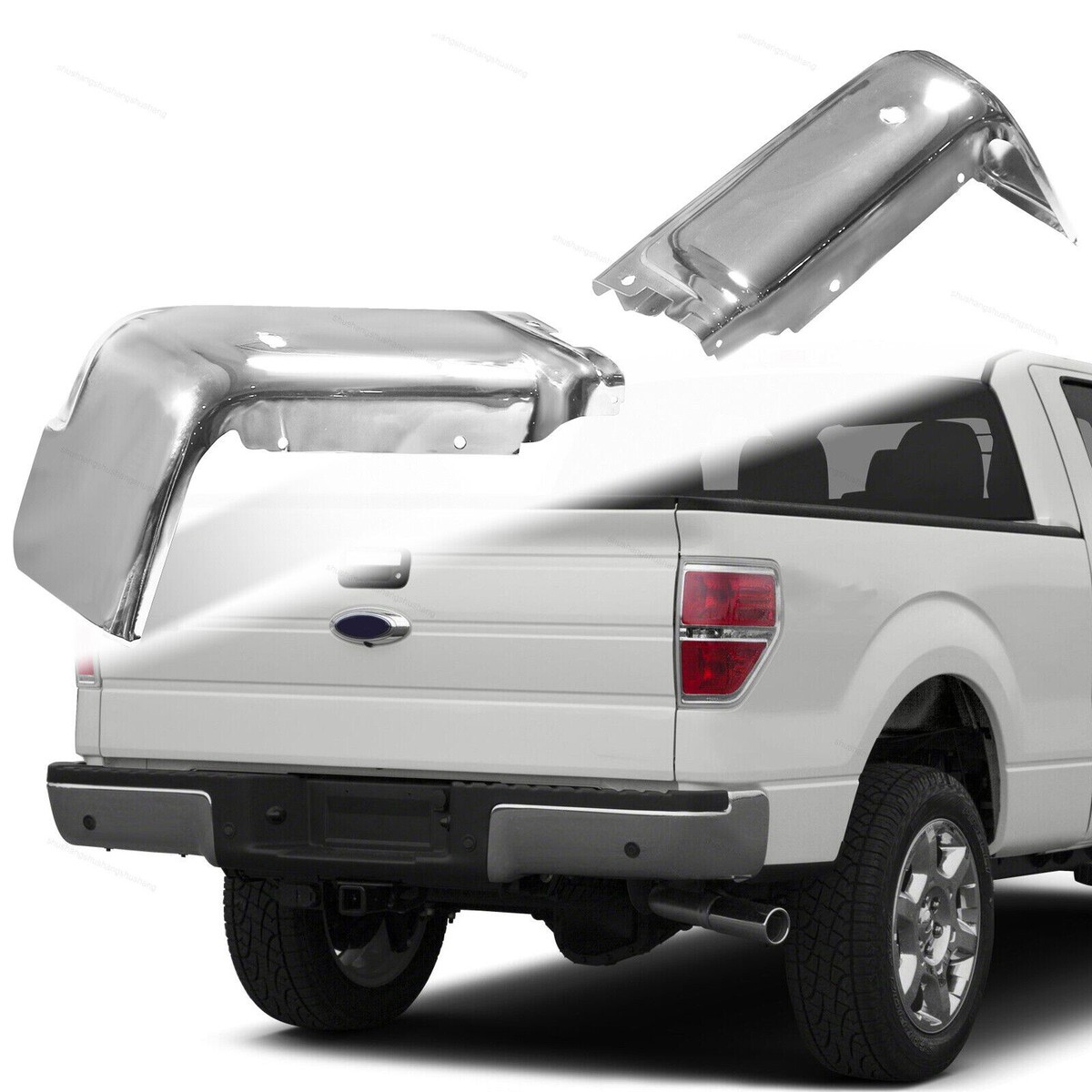 Chrome Steel Rear Bumper Assembly With Parking Sensor Holes For 2009-2014 Ford F150 – Happy19star (HP73548)