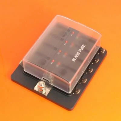 10 Way LED Fuse Box Holder for Standard Blade Fuses with Warning Light 12V 24V - Image 1 of 4