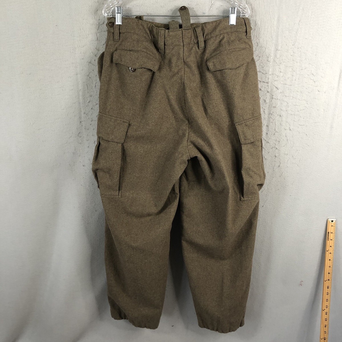 Vintage Military Pants Mens 32x29 Brown Wool Cargo Double Knee 
