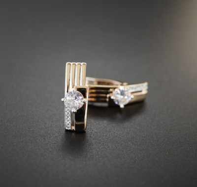 Luxus Damen Ohrringe Creole 585 Rose Gold plattiert Zirkonia AAA Mode-Schmuck