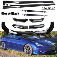 Front Bumper Lip Splitter Side Skirt For Toyota Celica Gt Strut Rod Gloss Black