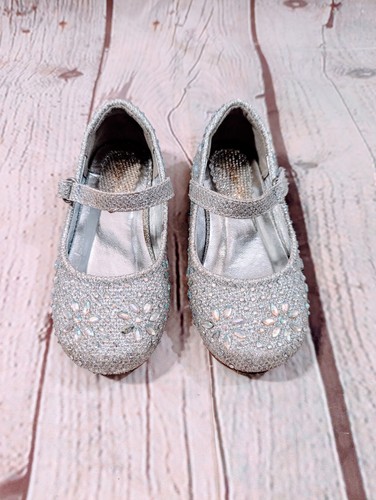 DREAM PAIRS Toddler Girls Size 7 Mary Jane Shoes Silver Sparkle - Picture 2 of 9