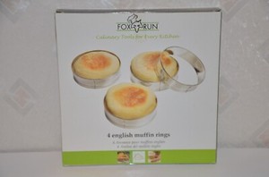 4 English Muffin or Crumpets Rings by Fox Run, recipes included
