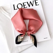 100% Mulberry Silk 21'' Small Scarf Women Neckerchief Wrap Vintage Pure Color