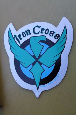 スケートボード Iron Cross Vtg Skateboard Sticker Iron Cross Skateboards Eagle Cross Metallic Vintage 1990
