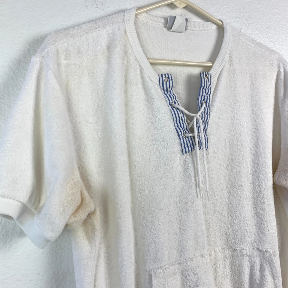 Camisa de rizo vintage años 80 Bill Blass blanca manga corta pecho 40" mediana Foto 2 de 4