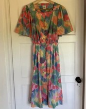 Petites By Willi Womens Floral Colour Pattern Dress Fit & Flare Size S Vintage