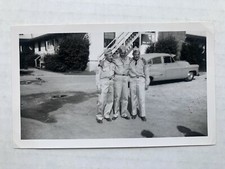 1940's WWII Era Photograph of 3 Soldiers in Parking Lot