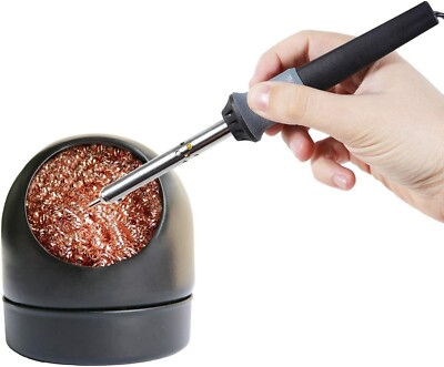 Soldering Iron Tip Cleaner with Copper Wire Ball & Metal Base Holder