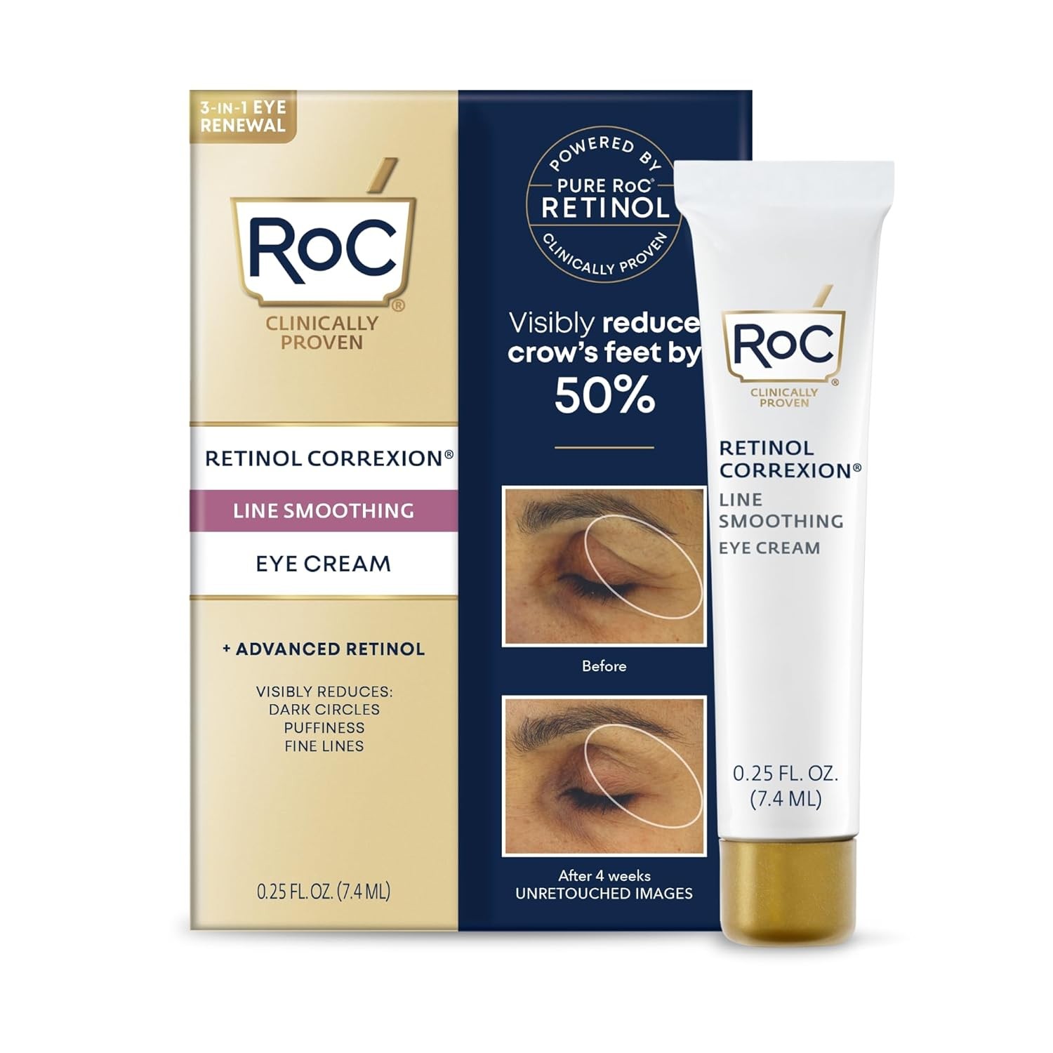RoC Retinol Correxion Eye Cream Mini 0.25oz, Anti-Aging Treatment for Dark
