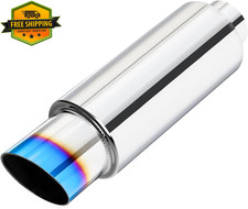 2.5in Exhaust Muffler Universal 17in Stainless Steel Resonator Blue Tip