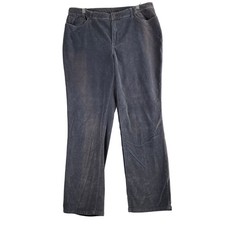 DG2 by Diane Gilman Stretch Velvet Trouser Women's 16 Grey Straight Curvy READ